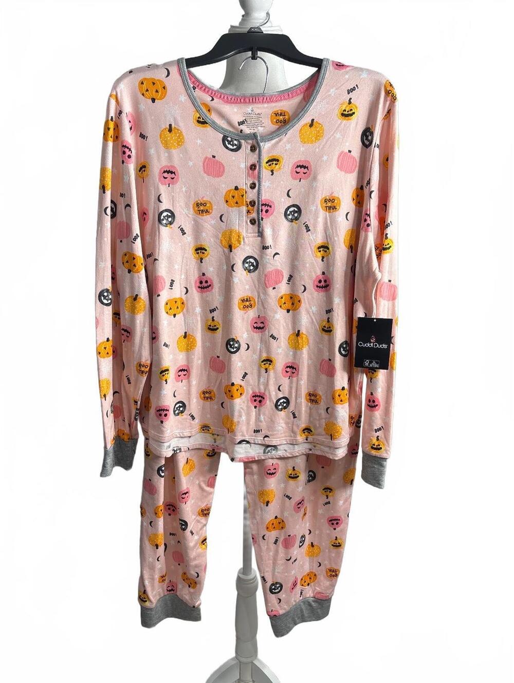 Cuddl Duds Women's XXL Halloween Pumpkin Print Pajama Set